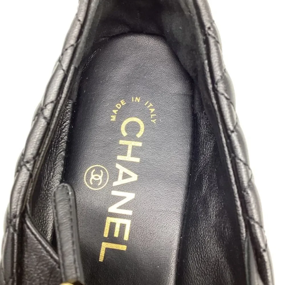 Chanel CC Cap-Toe Quilted Mary Jane Ballet Flats in Black Leather